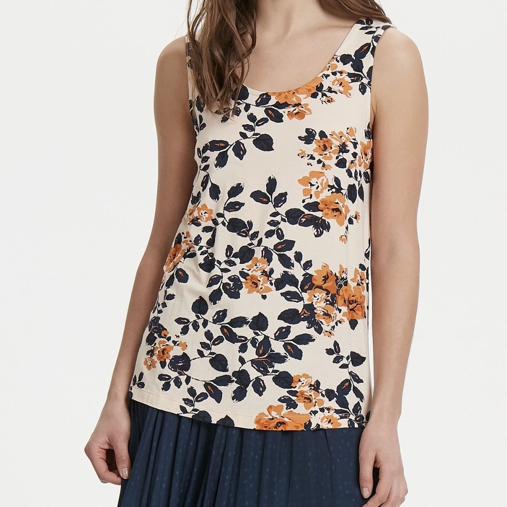 ICHI IHLISA Knit Tank Top in Floral Bisque Prints